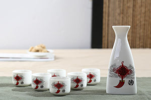 7Pcs Ceramics Japanese Sake Pot Cups Set Home Kitchen Flagon Liquor Cup Drinkware Spirits Hip Flasks Sake White Wine Pot Gifts acacuss