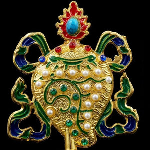 8 Pcs Painted Tibetan Engraved Eight Treasures Auspicious Statue Tantric Alloy Handicraft Buddhism Home Gift Desktop Decorative acacuss