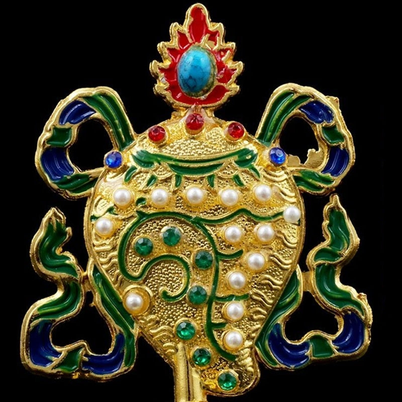 8 Pcs Painted Tibetan Engraved Eight Treasures Auspicious Statue Tantric Alloy Handicraft Buddhism Home Gift Desktop Decorative acacuss
