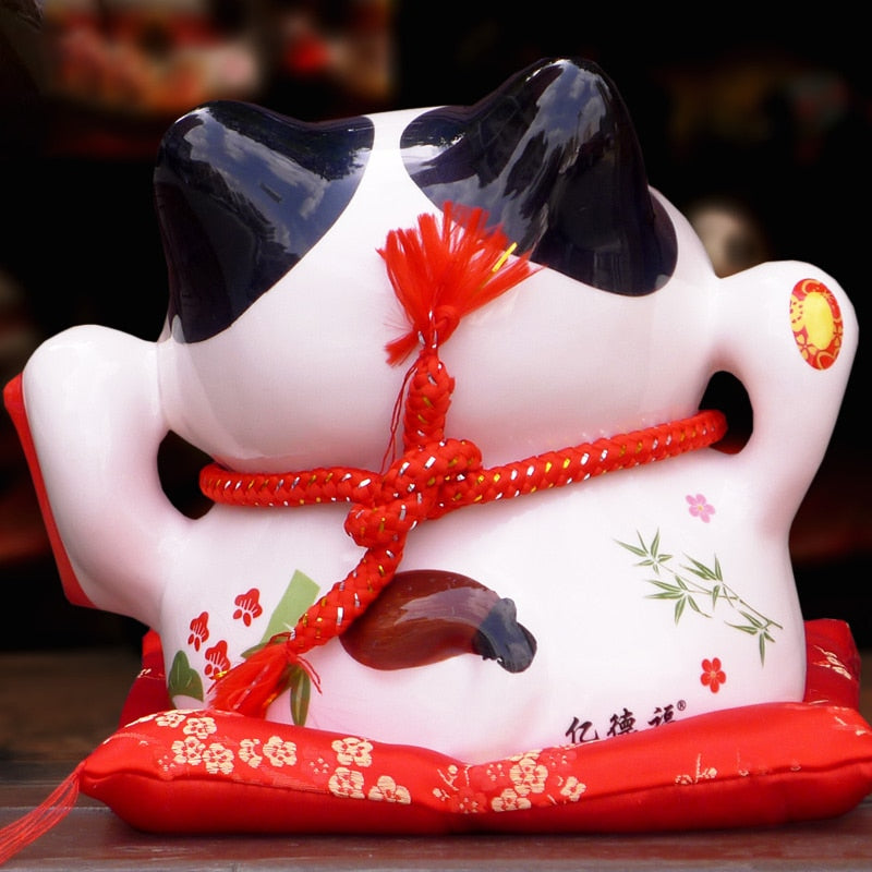 8 inch Ceramic Maneki Neko Candy Box Lucky Cat Money Box Piggy Bank Fortune Cat Storage Snack Jar acacuss