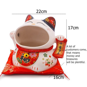 8 inch Ceramic Maneki Neko Candy Box Lucky Cat Money Box Piggy Bank Fortune Cat Storage Snack Jar acacuss