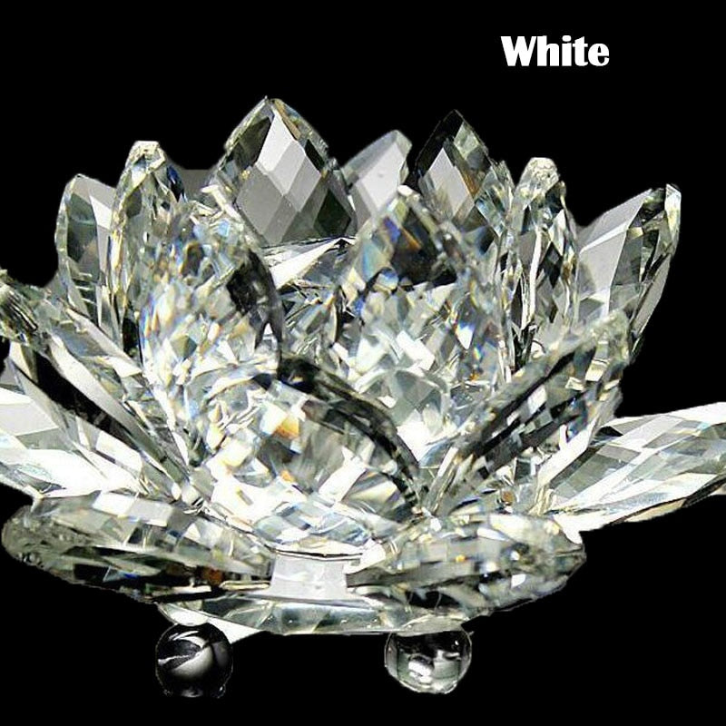 80Mm Quartz Crystals Lotus Flower Crafts Glass Fengshui Ornaments Healing Crystals Home Party Wiccan Decor Yoga Gifts Souvenir acacuss