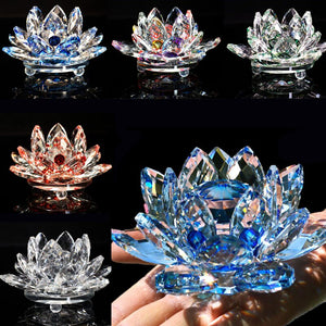 80Mm Quartz Crystals Lotus Flower Crafts Glass Fengshui Ornaments Healing Crystals Home Party Wiccan Decor Yoga Gifts Souvenir acacuss