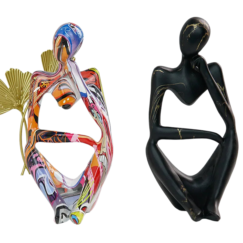 Colorful Graffiti Abstract Resin Handmade Crafts Sculpture Thinker Figurine Statue Home Decor Interior Office Desktop Ornaments acacuss