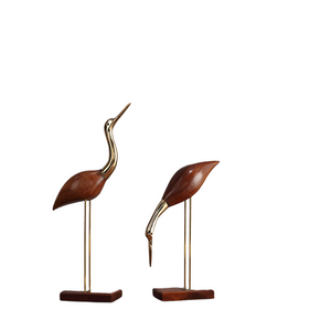 Brass With Solid Wood Crane Bird Ornaments acacuss