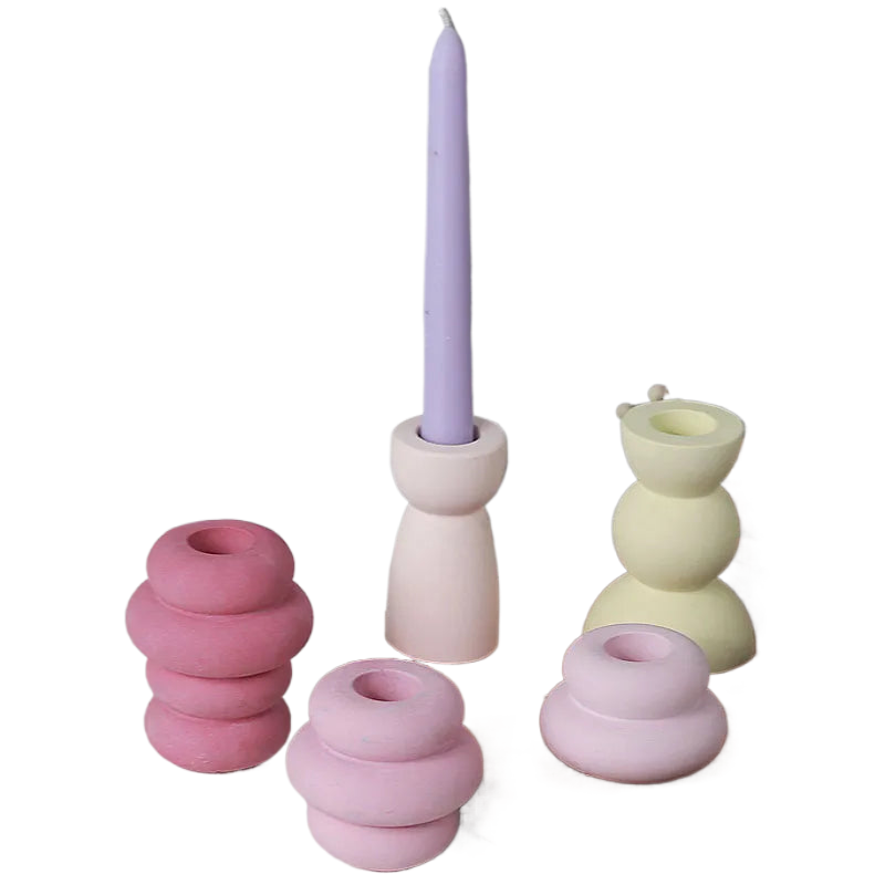 DIY Concrete Semicircle Candle Holder Silicone Mold Geometric Candle Holder Making Resin Plaster Craft Molds Home Decor Supplies acacuss