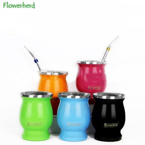 8oz Yerba Mate Tea Cup Double-walled Natural Gourd Drinkware Teaware Argentina Gourd-shaped Easy Clean Stainless Steel acacuss