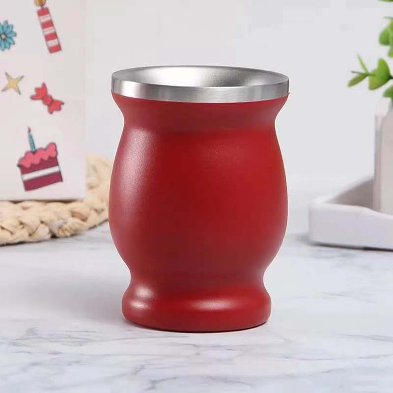 8oz Yerba Mate Tea Cup Double-walled Natural Gourd Drinkware Teaware Argentina Gourd-shaped Easy Clean Stainless Steel acacuss