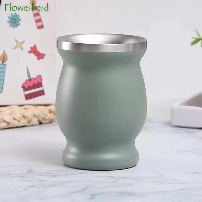 8oz Yerba Mate Tea Cup Double-walled Natural Gourd Drinkware Teaware Argentina Gourd-shaped Easy Clean Stainless Steel acacuss