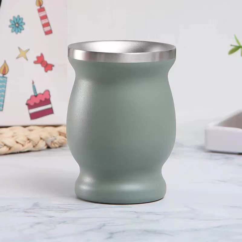8oz Yerba Mate Tea Cup Double-walled Natural Gourd Drinkware Teaware Argentina Gourd-shaped Easy Clean Stainless Steel acacuss