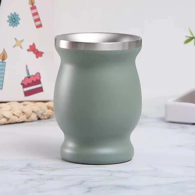 8oz Yerba Mate Tea Cup Double-walled Natural Gourd Drinkware Teaware Argentina Gourd-shaped Easy Clean Stainless Steel acacuss