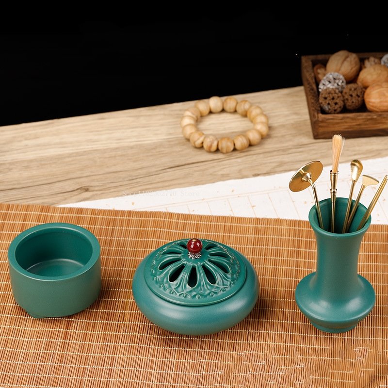 9/13 Pieces of Peacock Green Incense Seal Gift Box DIY Home Printing Incense Seal Tuo Xiang Ash Pressed Powder Incense Supplies acacuss