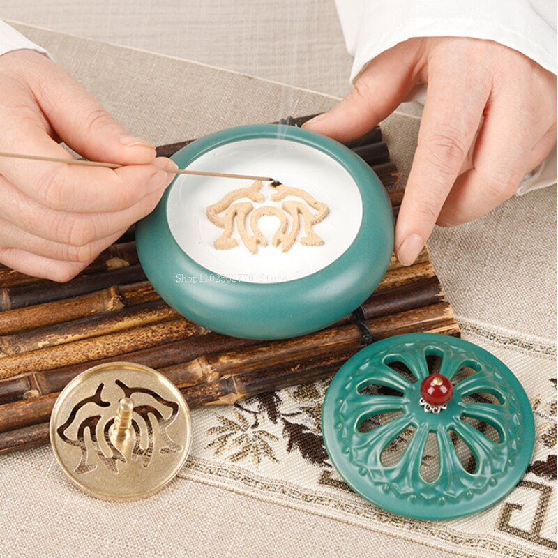 9/13 Pieces of Peacock Green Incense Seal Gift Box DIY Home Printing Incense Seal Tuo Xiang Ash Pressed Powder Incense Supplies acacuss