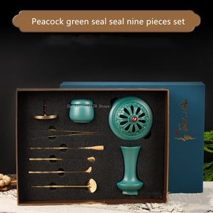 9/13 Pieces of Peacock Green Incense Seal Gift Box DIY Home Printing Incense Seal Tuo Xiang Ash Pressed Powder Incense Supplies acacuss