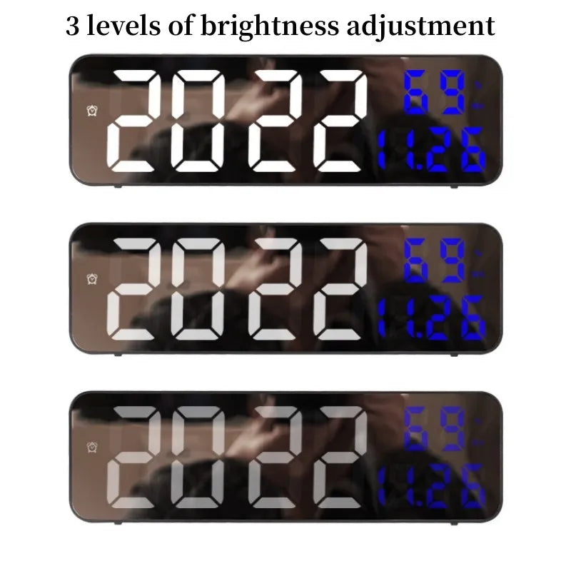 9 Inch Large Digital Wall Clock Temperature and Humidity Display Night Mode Table Alarm Clock 12/24H Electronic LED Clock acacuss