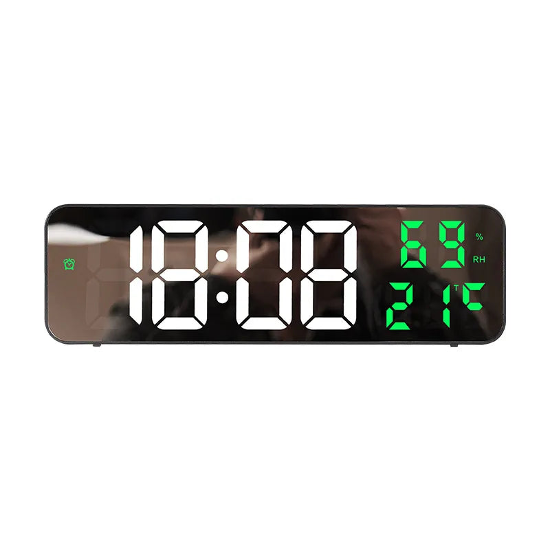 9 Inch Large Digital Wall Clock Temperature and Humidity Display Night Mode Table Alarm Clock 12/24H Electronic LED Clock acacuss