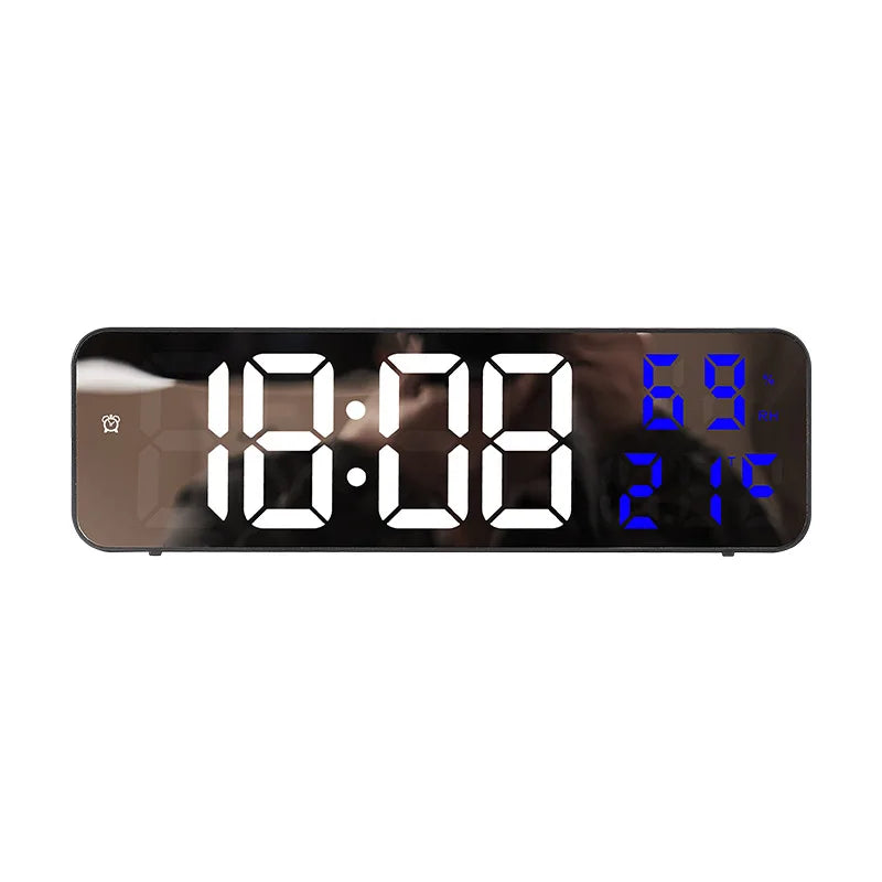 9 Inch Large Digital Wall Clock Temperature and Humidity Display Night Mode Table Alarm Clock 12/24H Electronic LED Clock acacuss
