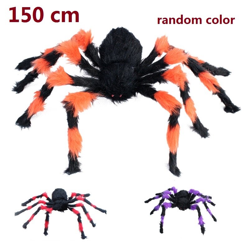 90/150/200cm Black Scary Giant Spider Huge Spiders Web Halloween Decoration Props Haunted House Holiday Outdoor Giant Decoration acacuss