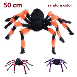 90/150/200cm Black Scary Giant Spider Huge Spiders Web Halloween Decoration Props Haunted House Holiday Outdoor Giant Decoration acacuss