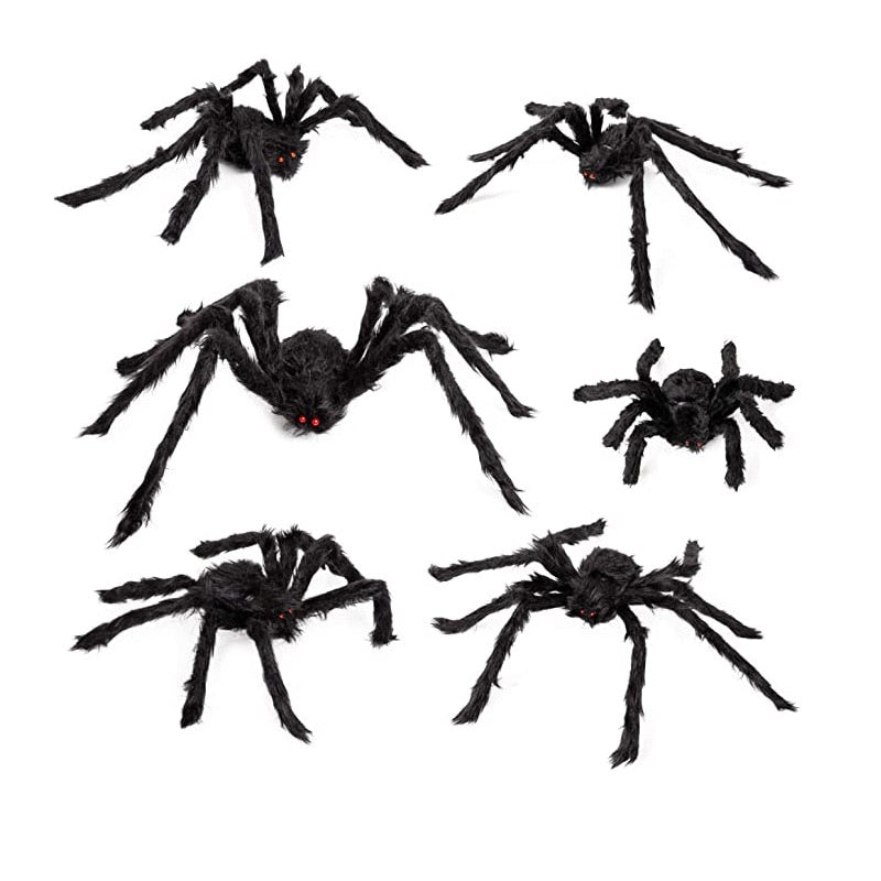 90/150/200cm Black Scary Giant Spider Huge Spiders Web Halloween Decoration Props Haunted House Holiday Outdoor Giant Decoration acacuss