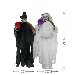 90cm Halloween Hanging Skull Black White Rattan Wreath Haunted House Props Horror Party Halloween Decoration Home Outdoor 2022 acacuss