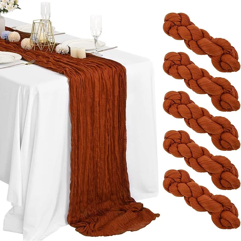 90x300 cm knit cloth table runner Wedding birthday party banquet decoration gauze fabric voile tablecloth Twist table cover acacuss