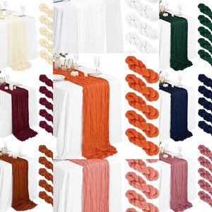 90x300 cm knit cloth table runner Wedding birthday party banquet decoration gauze fabric voile tablecloth Twist table cover acacuss