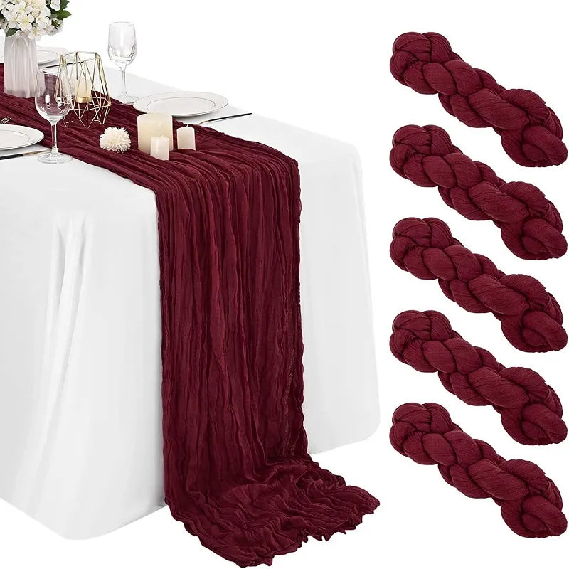 90x300 cm knit cloth table runner Wedding birthday party banquet decoration gauze fabric voile tablecloth Twist table cover acacuss