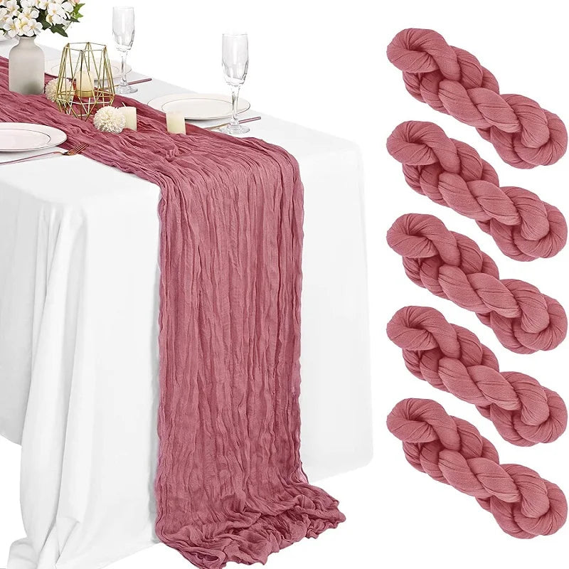 90x300 cm knit cloth table runner Wedding birthday party banquet decoration gauze fabric voile tablecloth Twist table cover acacuss