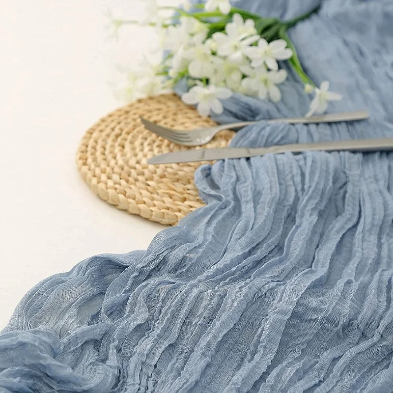 90x300 cm knit cloth table runner Wedding birthday party banquet decoration gauze fabric voile tablecloth Twist table cover acacuss