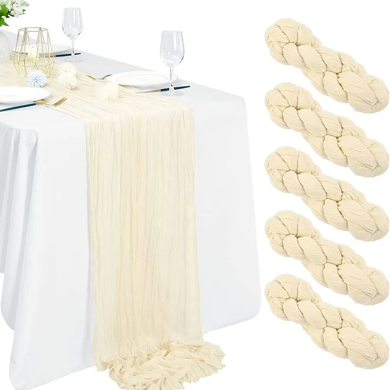 90x300 cm knit cloth table runner Wedding birthday party banquet decoration gauze fabric voile tablecloth Twist table cover acacuss