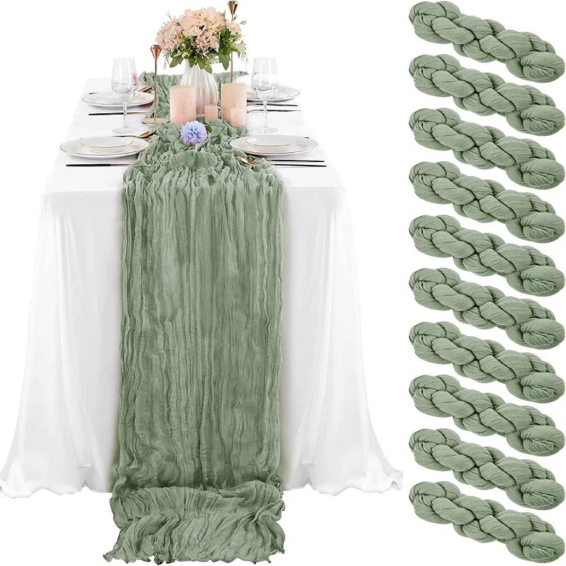90x300 cm knit cloth table runner Wedding birthday party banquet decoration gauze fabric voile tablecloth Twist table cover acacuss