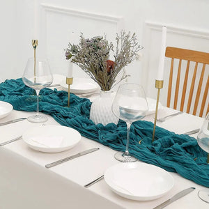 90x300 cm knit cloth table runner Wedding birthday party banquet decoration gauze fabric voile tablecloth Twist table cover acacuss