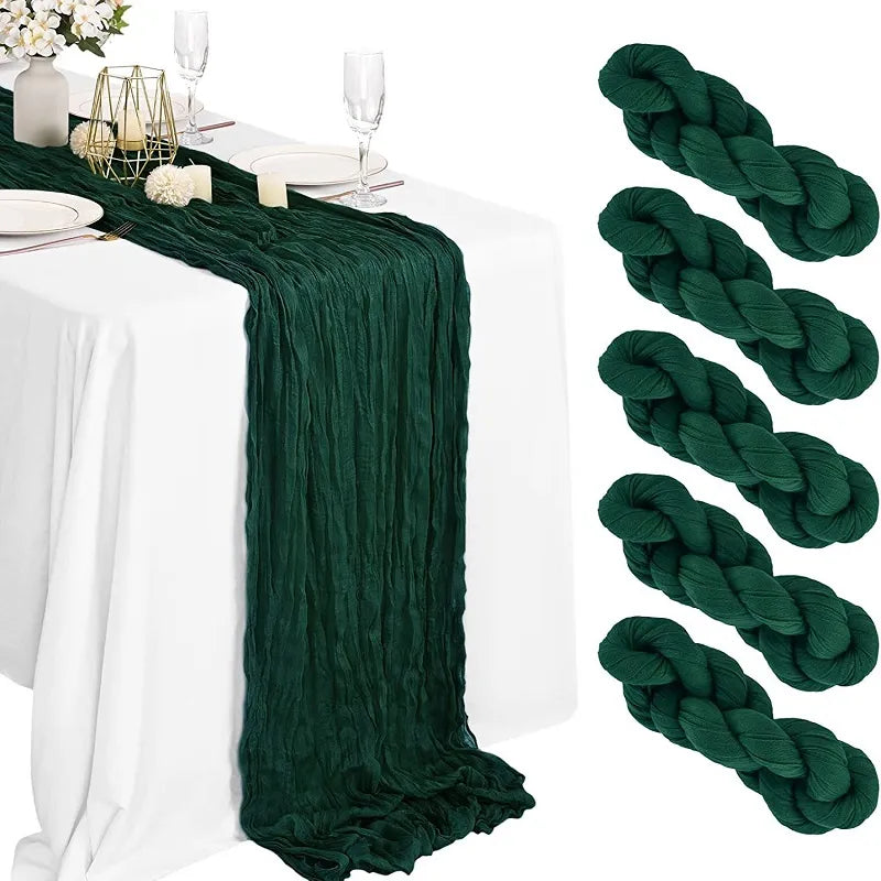 90x300 cm knit cloth table runner Wedding birthday party banquet decoration gauze fabric voile tablecloth Twist table cover acacuss