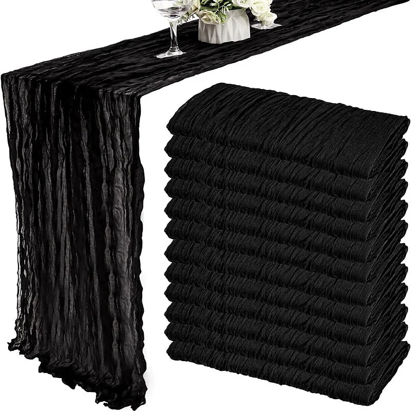 90x300 cm knit cloth table runner Wedding birthday party banquet decoration gauze fabric voile tablecloth Twist table cover acacuss
