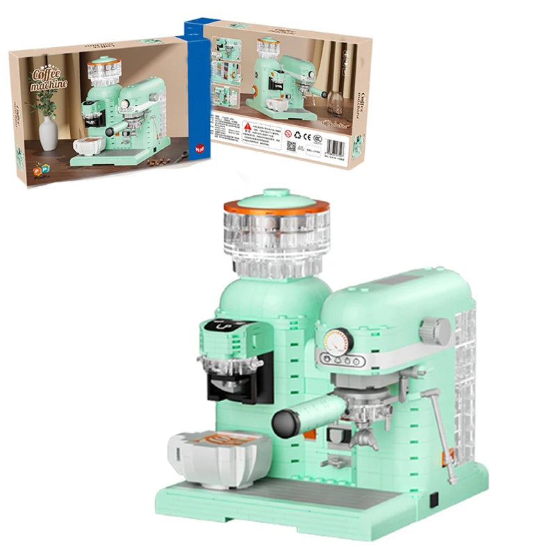 924PCS Coffee Machine Building Block Set Mini Grinder Assembly Model Bricks Toys Desktop Decoration Children's Christmas Gifts acacuss