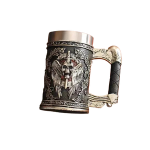 600MLMedieval Angel of Death, Personalized Creative Mug, Arge Capacity 304 Stainless Steel High Color Value Bar Resin Beer Glass acacuss