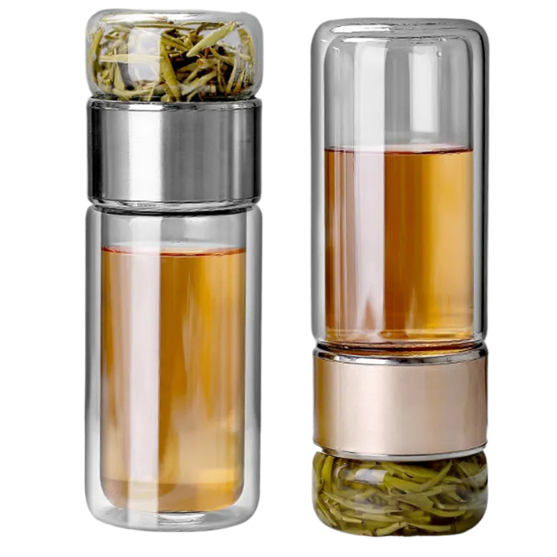 390ML Tea Water Bottle High Borosilicate Glass Double Layer Tea Water Cup Infuser Tumbler Drinkware Water Bottle With Tea Filter acacuss