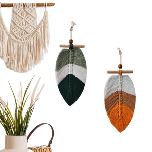 2 Pieces Bohemian Woven Leaf Hanging Decorations Wall Home Decoration Handicrafts Hanging Ornaments Room Decor acacuss