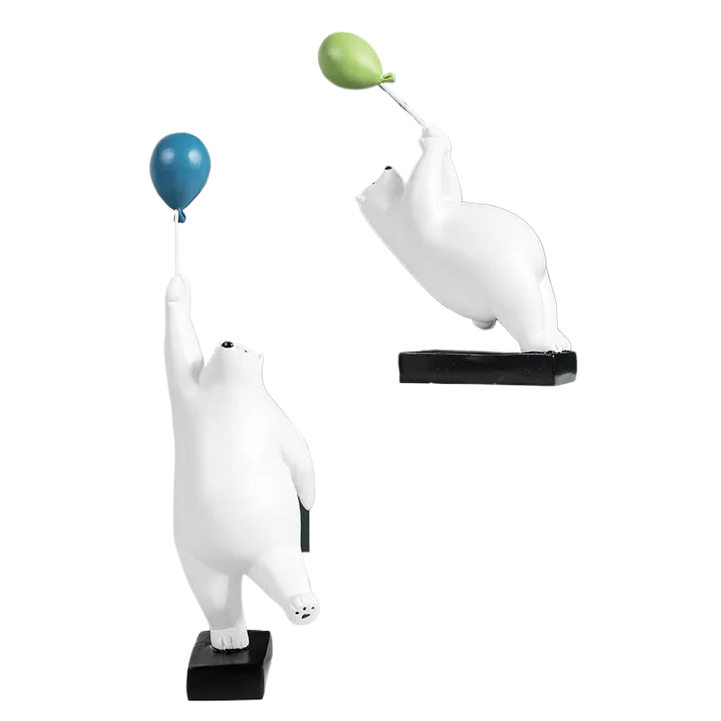ARTLOVIN Creative Flying Bear Figurines Balloon Polar Bears Figure Home Wall Mount Decoration Resin Modern Gift for Boy/Man/Kids acacuss