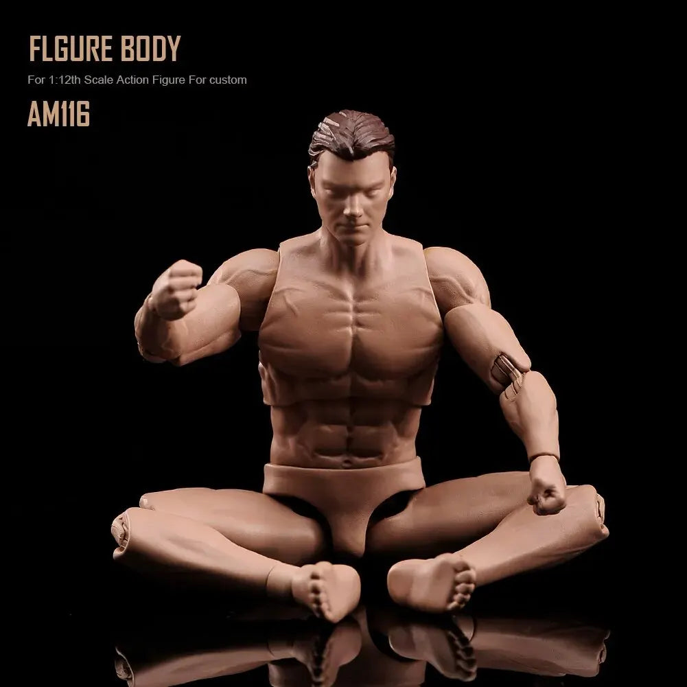 ANT AM116 1/12 Scale Male Super Flexible Joint Body with Head 6'' Soldier Muscale Strong Action Figure Doll acacuss