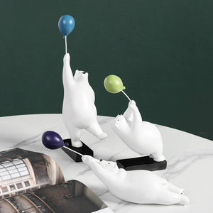 ARTLOVIN Creative Flying Bear Figurines Balloon Polar Bears Figure Home Wall Mount Decoration Resin Modern Gift for Boy/Man/Kids acacuss