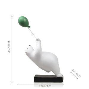 ARTLOVIN Creative Flying Bear Figurines Balloon Polar Bears Figure Home Wall Mount Decoration Resin Modern Gift for Boy/Man/Kids acacuss