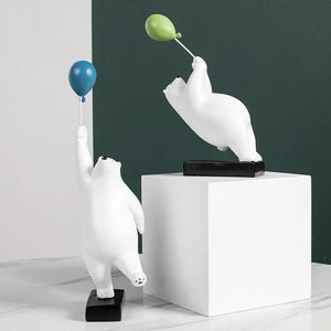 ARTLOVIN Creative Flying Bear Figurines Balloon Polar Bears Figure Home Wall Mount Decoration Resin Modern Gift for Boy/Man/Kids acacuss