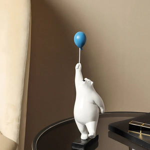 ARTLOVIN Creative Flying Bear Figurines Balloon Polar Bears Figure Home Wall Mount Decoration Resin Modern Gift for Boy/Man/Kids acacuss