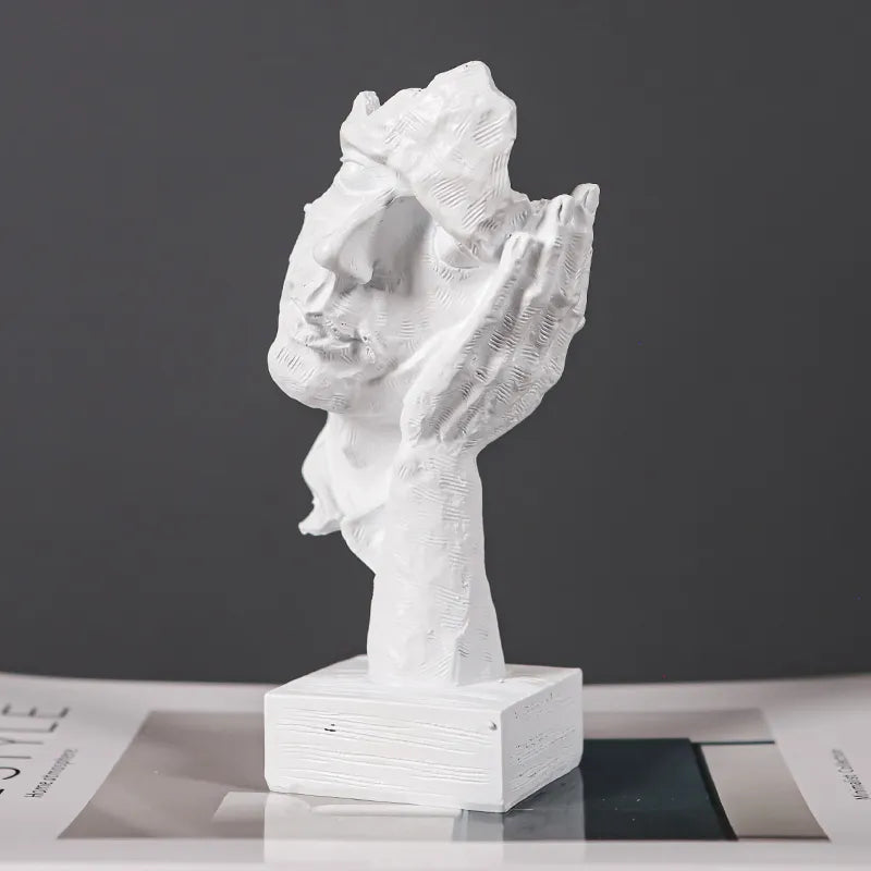 ARTLOVIN Vintage Thinker Figurine Abstract Face Art Sculpture No Hear/Speak/See Modern Home Resin Decorative Desktop Decorations acacuss
