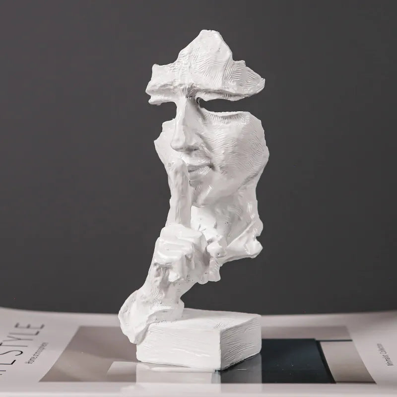 ARTLOVIN Vintage Thinker Figurine Abstract Face Art Sculpture No Hear/Speak/See Modern Home Resin Decorative Desktop Decorations acacuss