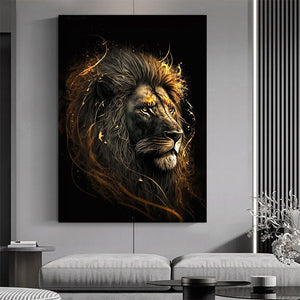 Abstract Black Gold Animal Canvas Painting Owl Tiger Lion Wolf Eagle Zebra Bull Posters Wall Art Pictures for Room Home Decor acacuss
