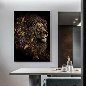 Abstract Black Gold Animal Canvas Painting Owl Tiger Lion Wolf Eagle Zebra Bull Posters Wall Art Pictures for Room Home Decor acacuss