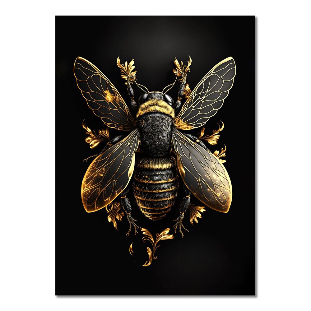Abstract Black Gold Animal Canvas Painting Owl Tiger Lion Wolf Eagle Zebra Bull Posters Wall Art Pictures for Room Home Decor acacuss